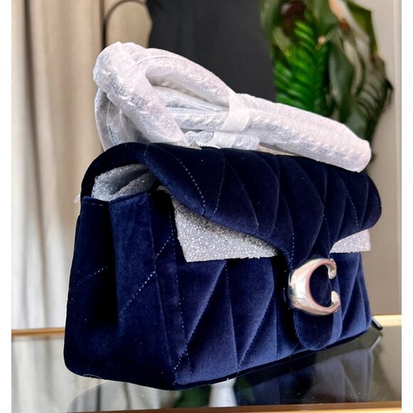 NEW WITH TAGS!! SOLD OUT!  AUTHENTIC Coach Blue Velvet Quilted Tabby 20 - Picture 8 of 14